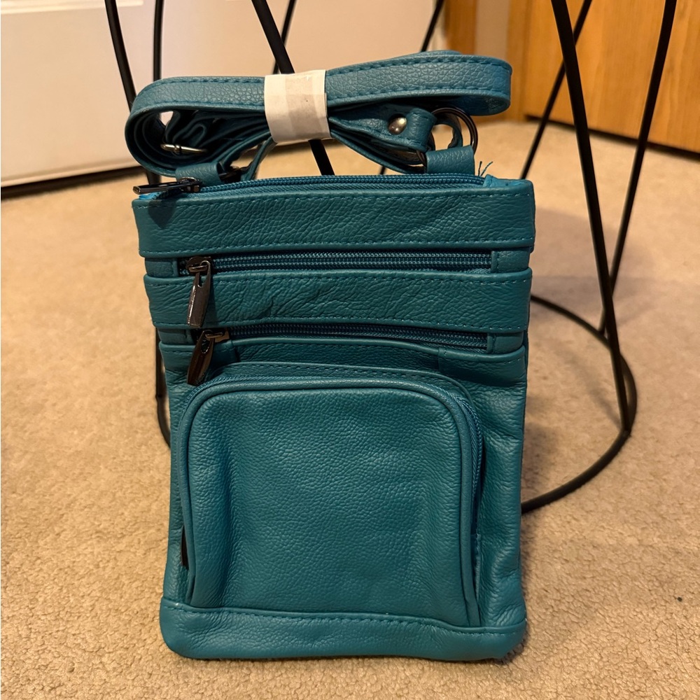 Teal Leather Crossbody Bag